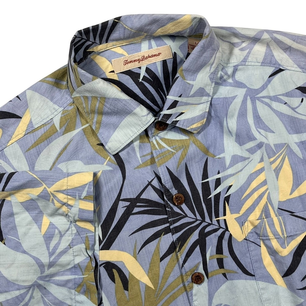 Tommy Bahama Silk Camp Shirt Men's L Tropical Beach Resort Preppy Floral Resort